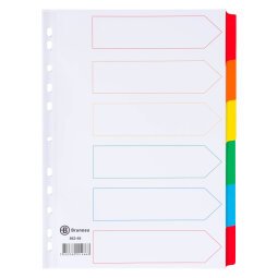 JMB set of dividers, A4, Bristol board with Mylar tabs, 6 divisions
