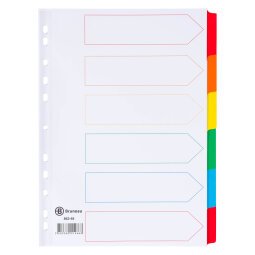 Separadores cartulina Bristol Blanca A4 Bruneau 6 pestañas mylar multicolor