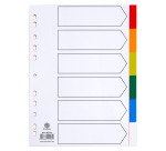 Intercalaire A4 polypropylène coloré Bruneau 6 onglets neutres multicolores - 1 jeu