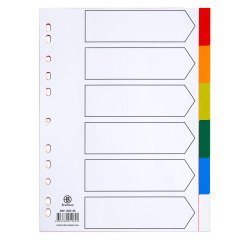 Separadores de polipropileno A4 6 divisiones colores Bruneau