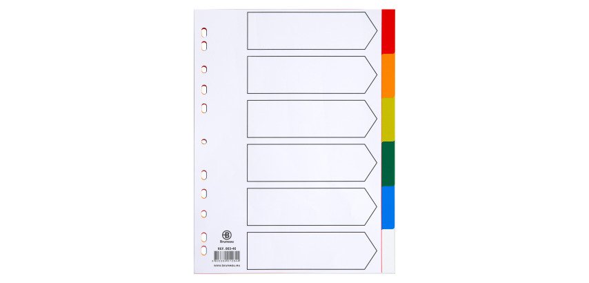 Set tabbladen 6 onderverdelingen polypropyleen A4 JMB