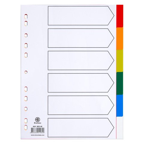 Separadores de polipropileno A4 6 divisiones colores Bruneau