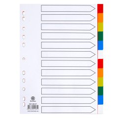 Separadores de polipropileno A4 12 divisiones colores Bruneau