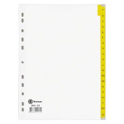 JMB set of alphabetical dividers, Bristol board with Mylar tabs, A4, 20 divisions