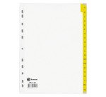 Intercalaire A4 carte bristol blanche Bruneau 20 onglets alphabétiques jaunes - 1 jeu
