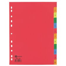 Subject dividers numeric 12 divisions polypropylene colour A4 JMB