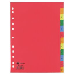 Subject dividers numeric 12 divisions polypropylene colour A4 JMB