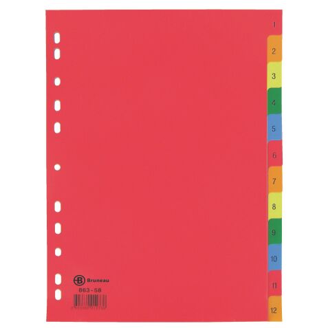 Subject dividers numeric 12 divisions polypropylene colour A4 JMB