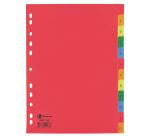 Intercalaire A4 polypropylène coloré Bruneau 12 onglets numériques multicolores - 1 jeu