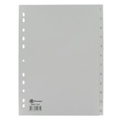 Separadores numéricos A4 12 divisiones polipropileno gris Bruneau
