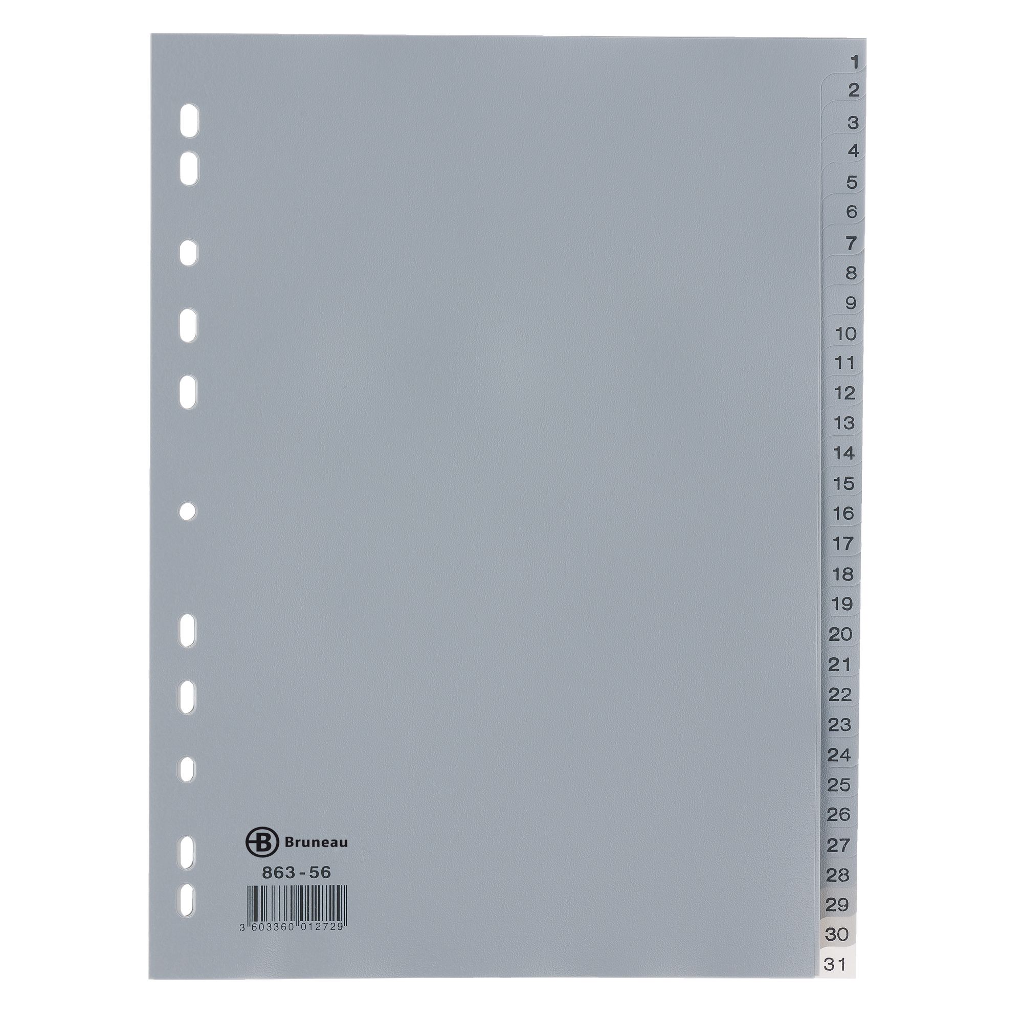 Intercalaires De Classeur A4 Avec Onglets 1-31 – PP Gris – 240x297 Mm – 4 Trous – Pour Archivage - 10