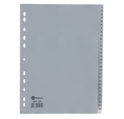 Separadores numéricos A4 31 divisiones polipropileno gris Bruneau