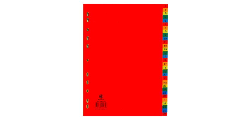 Subject dividers numeric 31 divisions polypropylene colour A4 JMB