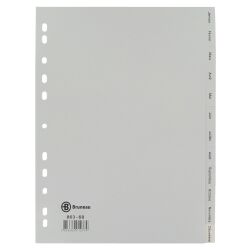 Intercalaire A4 polypropylène gris Bruneau 12 onglets mensuels gris - 1 jeu