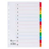 Subject dividers numeric 12 divisions Bristol board A4 JMB