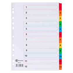 Subject dividers numeric 12 divisions Bristol board A4 JMB