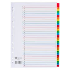 Subject dividers numeric 31 divisions Bristol board A4 JMB