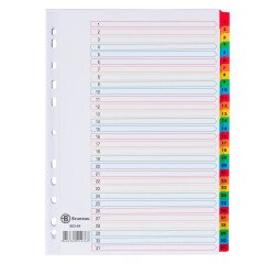 Separadores numéricos cartulina Bristol Blanca A4 Bruneau 31 pestañas multicolor
