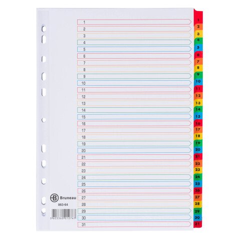 Subject dividers numeric 31 divisions Bristol board A4 JMB