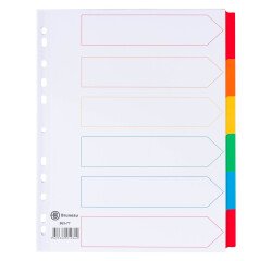 Intercalaire A4+ carte bristol blanche Bruneau 6 onglets neutres multicolores - 1 jeu