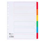 Intercalaire A4+ carte bristol blanche Bruneau 6 onglets neutres multicolores - 1 jeu