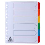 Intercalaire A4+ carte bristol blanche Bruneau 6 onglets neutres multicolores - 1 jeu