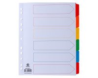 Intercalaire A4+ carte bristol blanche Bruneau 6 onglets neutres multicolores - 1 jeu