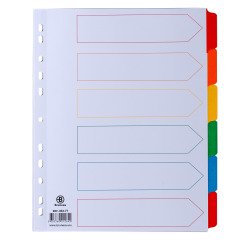 Tabbladen A4+ bristol karton wit Bruneau 6 neutrale tabbladen multigekleurd - 1 set 