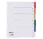 Intercalaire A4+ polypropylène coloré Bruneau 6 onglets neutres multicolores - 1 jeu