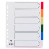 Intercalaire A4+ polypropylène coloré Bruneau 6 onglets neutres multicolores - 1 jeu