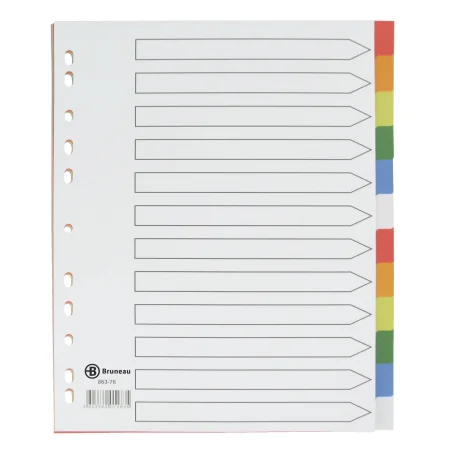 Intercalaire numérique A4 Elba carton 12 onglets multicolores - 1 jeu