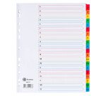 Intercalaire A4+ carte bristol blanche Bruneau 20 onglets alphabétiques multicolores - 1 jeu