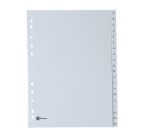 Intercalaire A4+ polypropylène gris Bruneau 20 onglets alphabétiques gris - 1 jeu