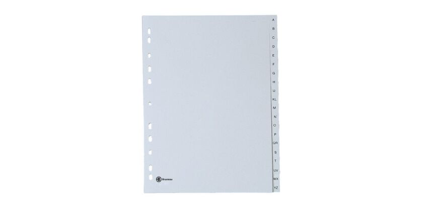 Intercalaire A4+ polypropylène gris Bruneau 20 onglets alphabétiques gris - 1 jeu