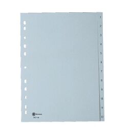 Intercalaire A4+ polypropylène gris Bruneau 12 onglets numériques gris - 1 jeu