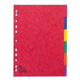 Intercalaire A4 carte lustrée colorée Bruneau 6 onglets neutres multicolores - 1 jeu