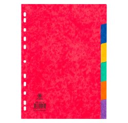 Intercalaire A4 carte lustrée colorée Bruneau 6 onglets neutres multicolores - 1 jeu