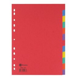 Intercalaire A4 carte lustrée colorée Bruneau 12 onglets neutres multicolores - 1 jeu
