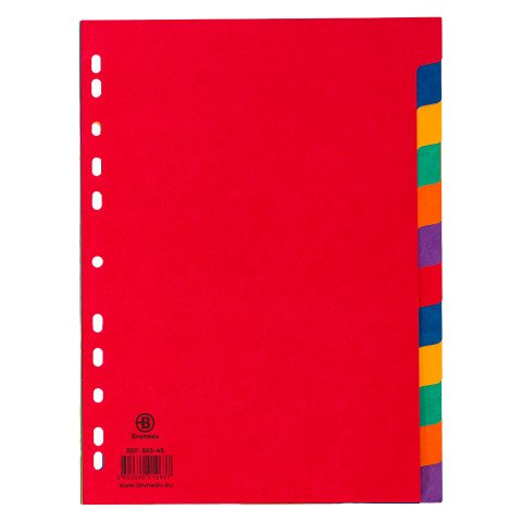Separadores de cartulina satinada A4 12 divisiones colores Bruneau