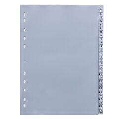 Jeu 31 intercalaires numériques polypropylène gris 12/100e - Maxiburo