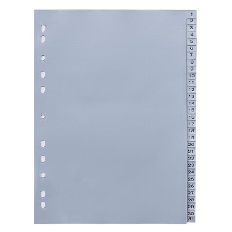 Jeu 31 intercalaires numériques polypropylène gris 12/100e - Maxiburo