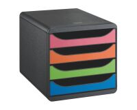 Module de classement Exacompta Big Box 4 tiroirs coffre noir - noir/multicolore