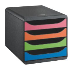 Module de classement Exacompta Big Box 4 tiroirs coffre noir