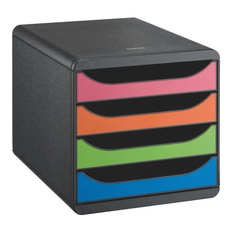 Módulo archivador de 4 cajones Exacompta Big Box negro tiradores multicolor
