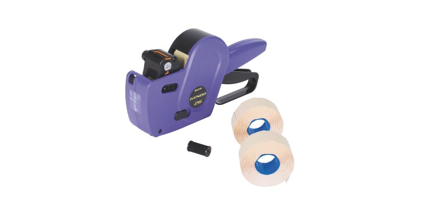 Pack Etikettierzange Kendo mit 8 + 2 Etikettenrollen und 1 Tintenrolle