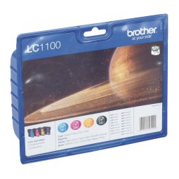 Packung 4 Tintenpatronen Brother LC1100 schwarz und Farben