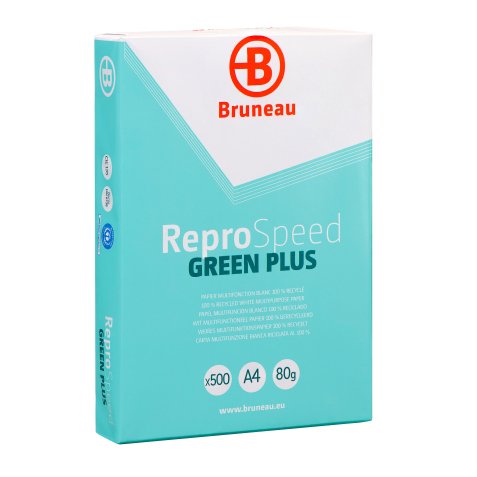 Papier 100 % recyclé A4 blanc 80 g Bruneau Reprospeed Green Plus - Ramette de 500 feuilles
