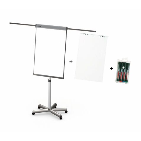 Pack Paperboard - Pack chevalet mobile Universal triangle + 5 blocs standards + 4 marqueurs Prockey Uni-Ball