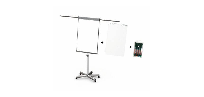 Pack Paperboard - Pack chevalet mobile Universal triangle + 5 blocs standards + 4 marqueurs Prockey Uni-Ball