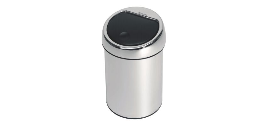 Poubelle murale 3 litres Brabantia Touch-bin ronde inox brillant